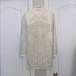 White and gold bodycon dress